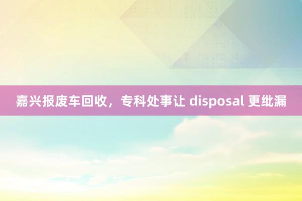 嘉兴报废车回收，专科处事让 disposal 更纰漏